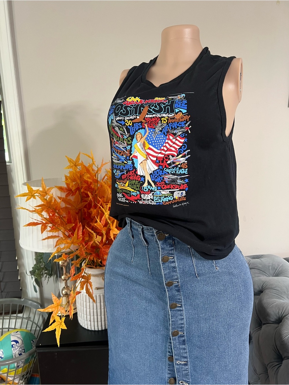 Bella Canvas Black Graphic Tank with Patriotic Multicolor Print